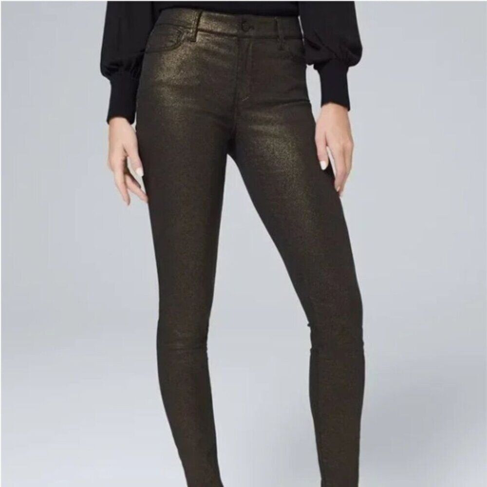 White House Black Market Mid-Rise Metallic Skinny Ankle Jeans10
